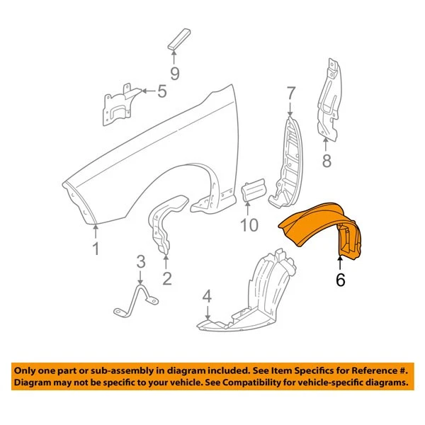 For 95-05 Sunfire Front Splash Shield Inner Fender Liner Panel Passenger Side - Imagem 3 de 4