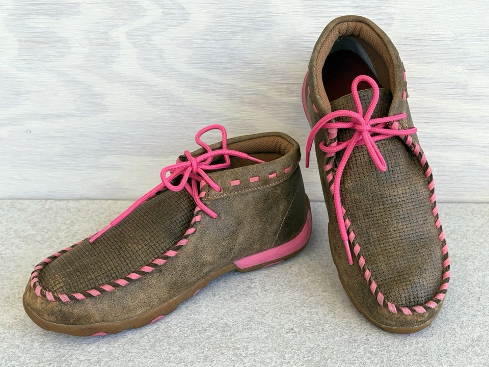 Bota Chukka Twisted X TETWP Taupe Bomber Cuero y Rosa Neón/Conducción Sin usar, en caja Talla 7 M Foto 2 de 4