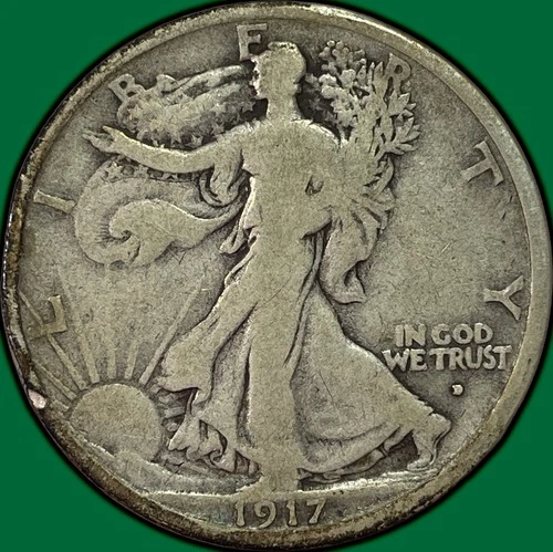 1917-D Obverse Mintmark Walking Liberty Half Dollar Very Good VG Coin #37433