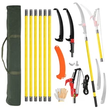 26' Manual Pole Saw Lightweight Tree Trimmers Long Handle Pruner Set Sharp Blade