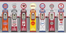 GAS PUMPS COLLECTION WALL MURAL SIGN BANNER G...