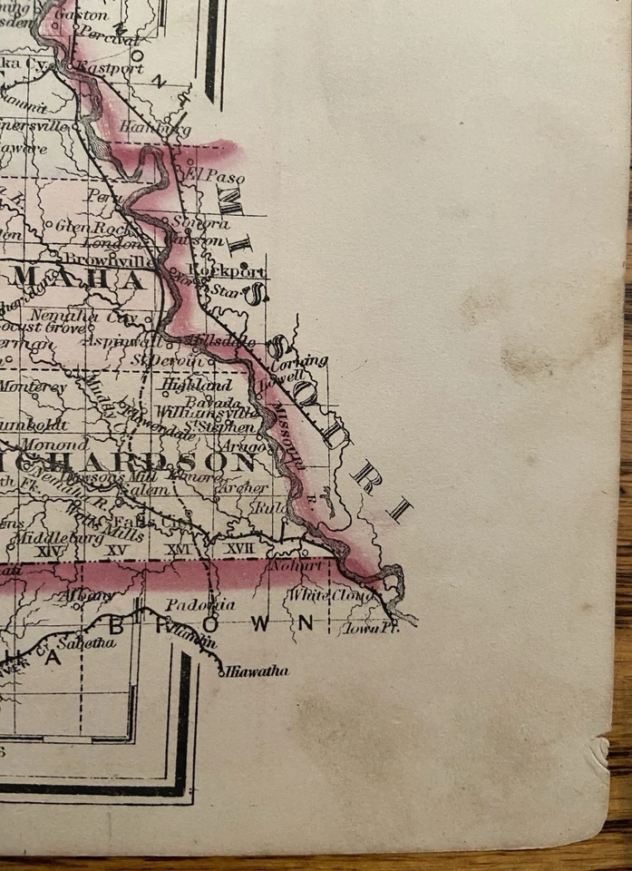 Mapa antiguo [1876, Colton]: Estado americano de NEBRASKA. MAPA ANTIGUO EE. UU. Foto 3 de 4