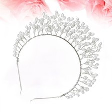 Silver Bridal Crown Hair Band with Durable Artificial Pearl Headwear