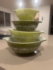 Vintage Pyrex Spring Blossom Crazy Daisy Cinderella Mixing Bowl Set 441-444