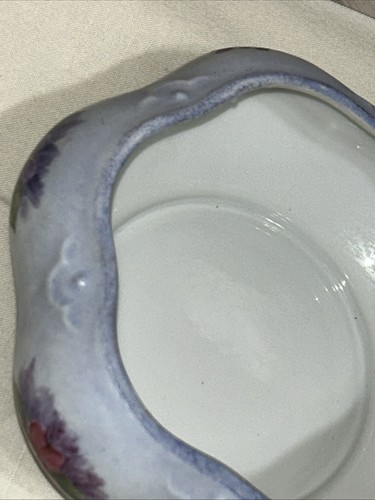 Vintage Hand Painted Pink & Purple Floral Trinket Dish With Lid 3” T By 5.5” W - Picture 18 of 24