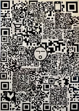 ACEO Art Card Original Mixed Media Collage QR Code OOAK Phone Rooster Shopping
