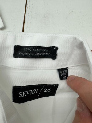 seven 26 dress shirt Seven/26 Mens Black Long Sleeve Button Up Shirt Size 34/35