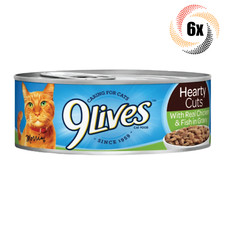 6x Cans 9Lives Hearty Cuts Real Chicken & Fish in Gravy Cat Food 5.5oz 10.02 per gallon