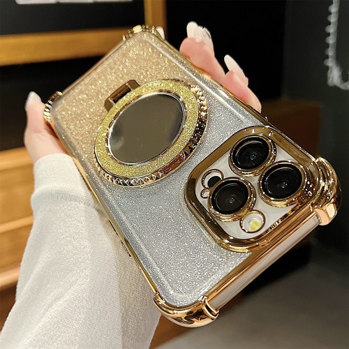 Per iPhone 16 15 Pro Max 14 13 12 11 Bling supporto specchio Mag Safe custodia antiurto - Foto 18 di 26