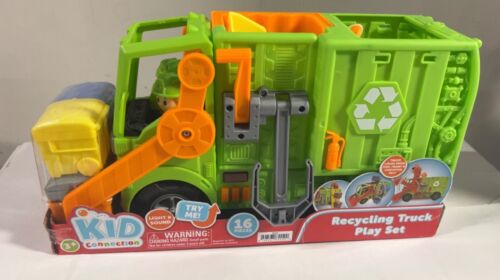 Kid Connection Recycling Truck Play Set with Lights and Sounds, 16 Pieces,NEW