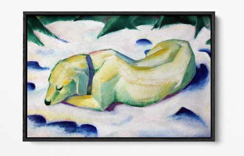 FRANZ MARC, DOG LYING IN THE SNOW -FLOAT EFFECT CANVAS WALL ART PRINT - Picture 5 of 12