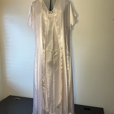 VTG Satin Nightgown Robe Set Size Small Blush Pink With Lace Appliqu  Bridal