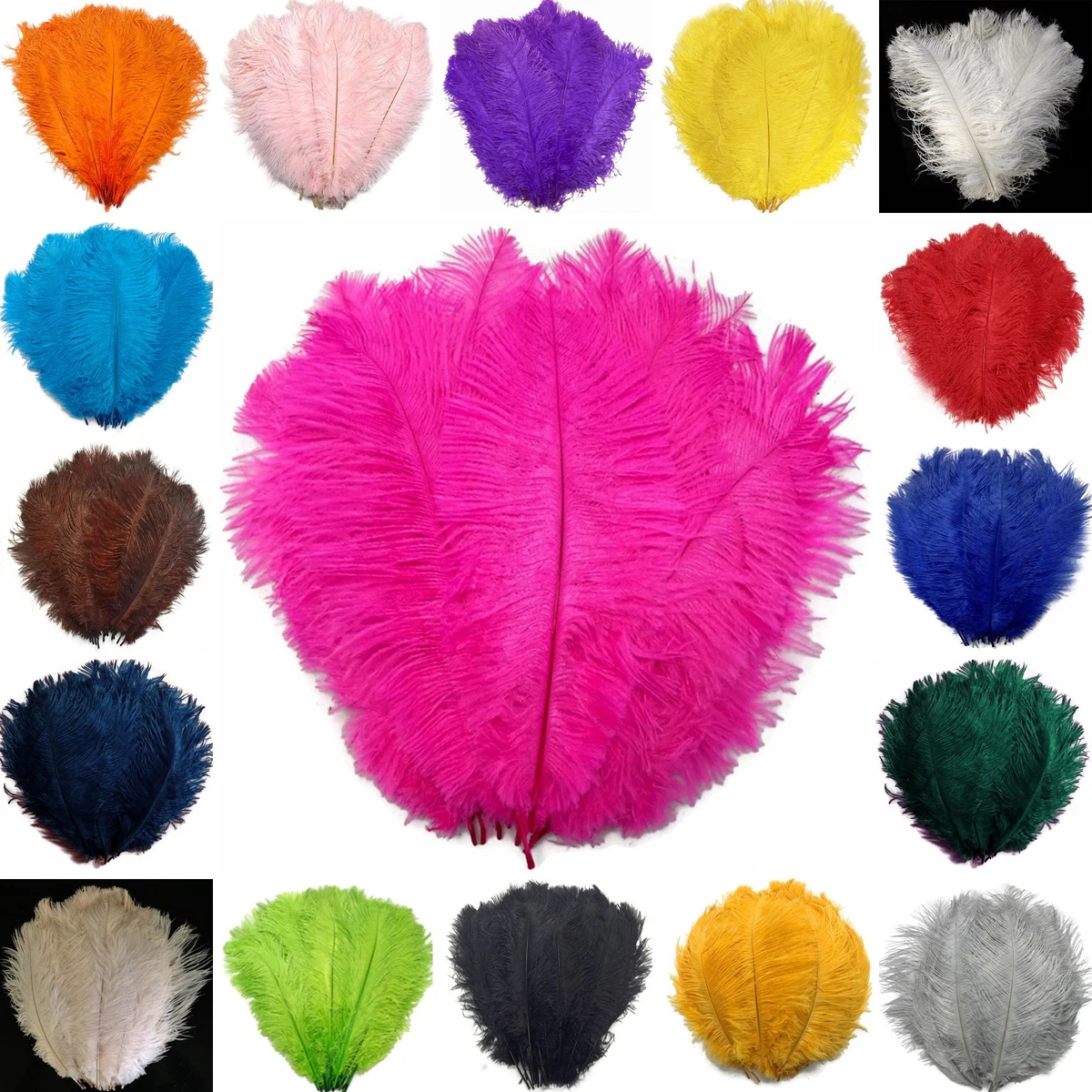 Ostrich Feathers - Extra Large 50cm -60cm / 20 - 24 Pick Quantity / 23  Colours