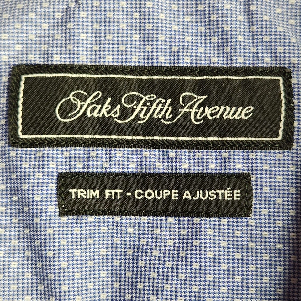 Camisa de vestir Saks Fifth Avenue para hombre talla 16 azul blanco ajuste manga larga elástica Foto 4 de 4
