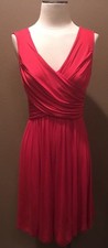Anthropologie Girls From Savoy XS Sleeveless Red Luxe Dress W Ruched V-Neck