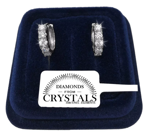 Crystalline Azuria Donna 18ct Placcato Oro Bianco Orecchini Pendenti con Rotondo Zaffiro simulato Blu Cristalli di Zirconi