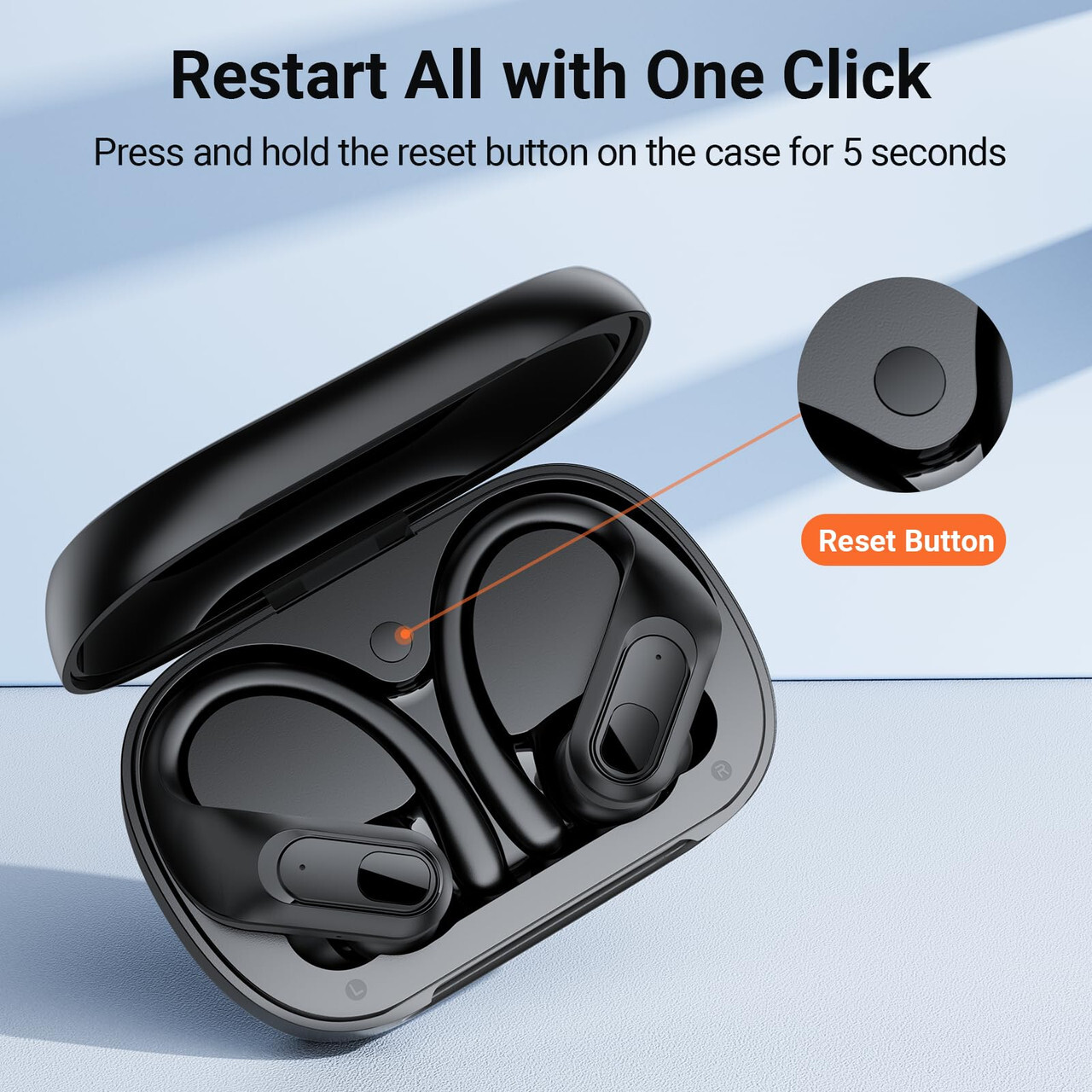 Wireless Earbuds, Bluetooth Earbuds with Ear Hook, 96H Playback, Precise Button 
