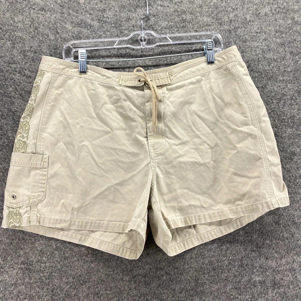 Old Navy 短裤女式 14 米色高腰斜纹布抽绳弹性腰棉 — 第 4/4 张图片