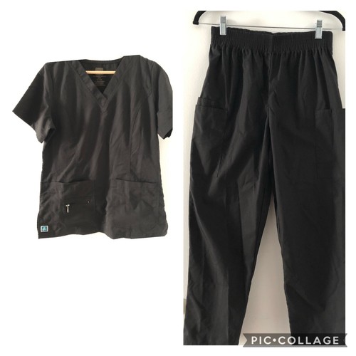 Adar 2 piece Black Elastic Waist Pants Uniforms Set Unisex Size S - 第 1/10 張圖片