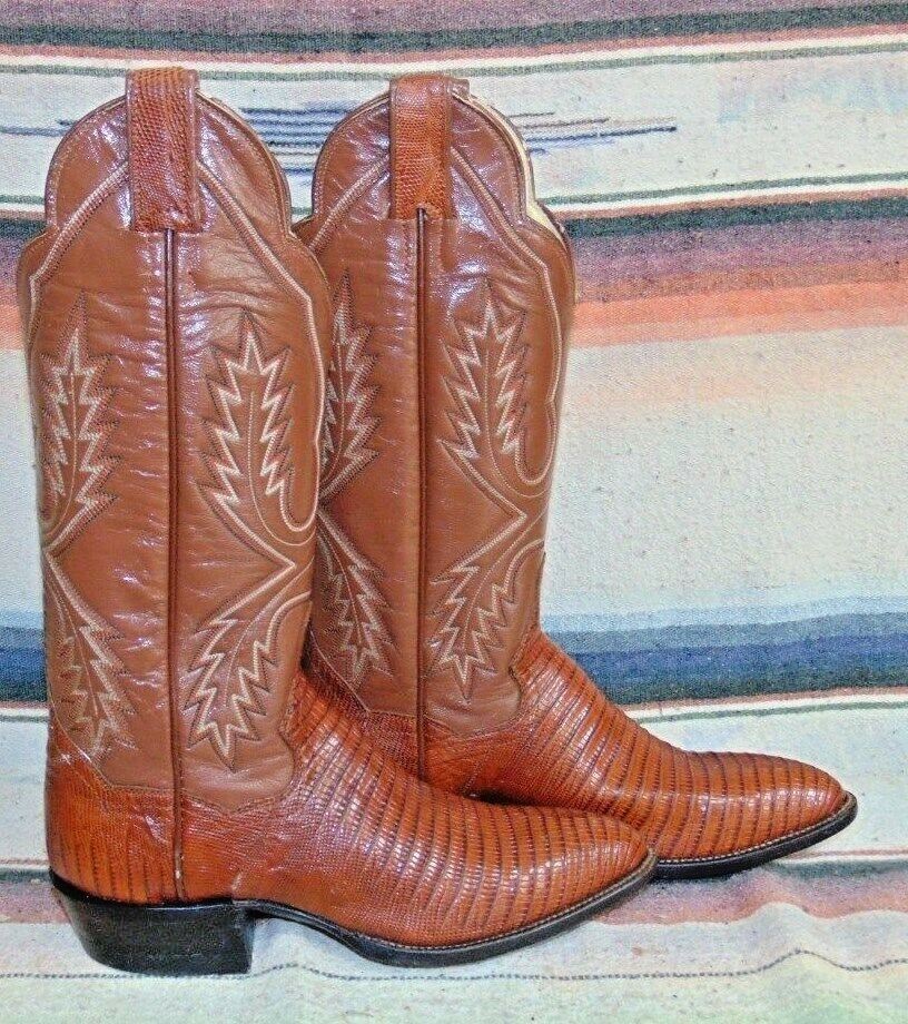 Vintage Panhandle Slim Brown Lizard / Leather Cowboy Boots  display picture 1