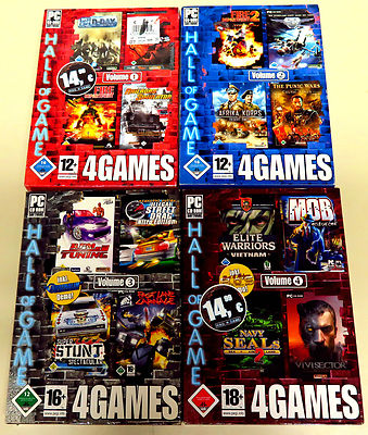 16 PC SPIELE SAMMLUNG 4GAMES 1 2 3 4 FIRE DEPARTMENT FAR STRIKE SHOOTER RACING 