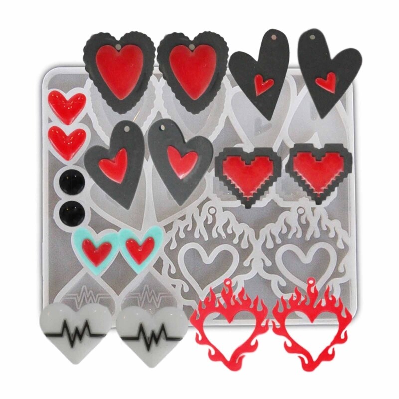 Epoxy Resin Silicone Heart Mold for DIY Jewelry Casting Craft