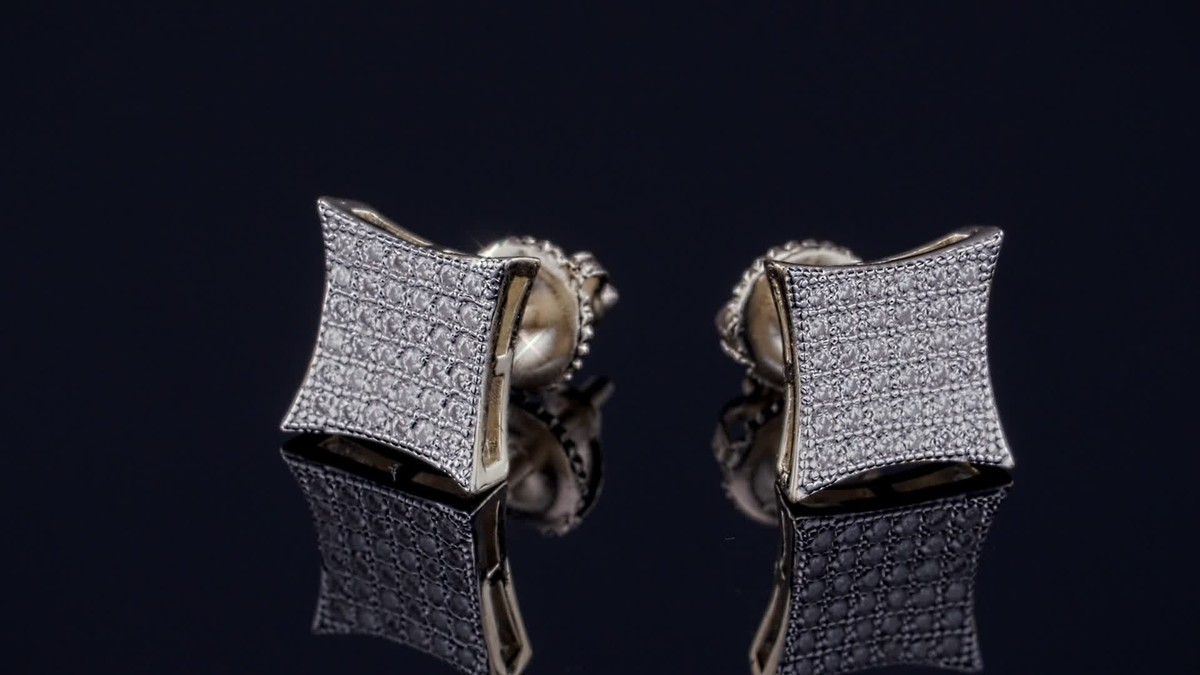 14k Gold Plated Real 925 Sterling Silver CZ Hip Hop Square 14k Gold Plated Real 925 Sterling Silver CZ Hip Hop Square