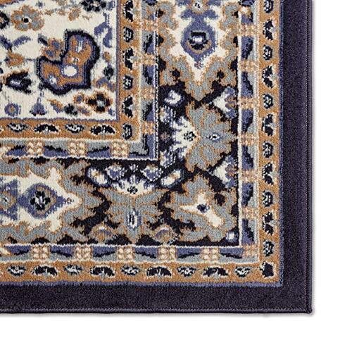 Premium Sakarya Traditional Medallion Area Rug, Navy Blue/Brown, 5'2"x7