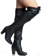 Womens Chunky Heel Lace Up Over The Knee High Riding Boots Forever Camila-48