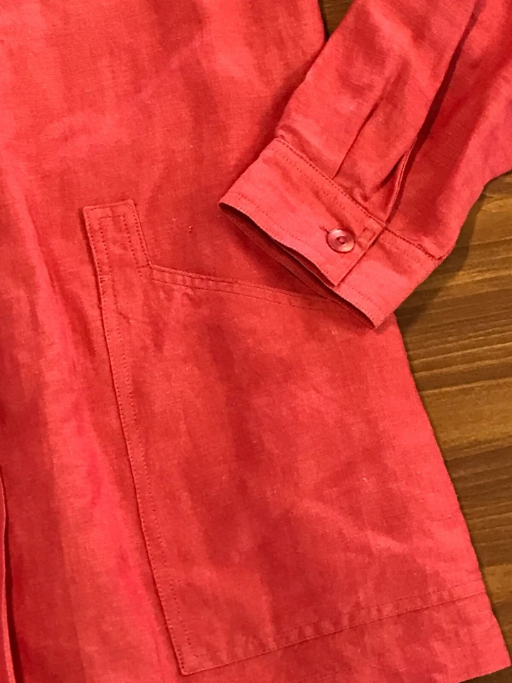 Dialogue Blazer Coat Jacket Womens 12 Coral Pink 55% Linen Button Front Collared - Image 4 of 4