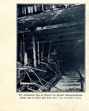 The Burnt Train in the Tunnel of the Paris Underground - Newspaper Clipping 1903