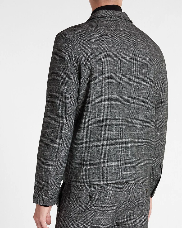 NEW EXPRESS $228 CHARCOAL PLAID WOOL BLEND JACKET SZ XL EXTRA LARGE - Image 2 of 4