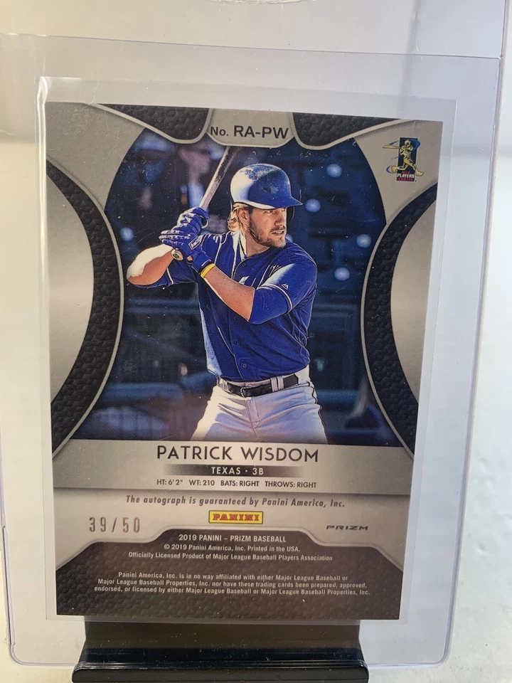 2019 Patrick Wisdom Red White Blue Panini Prizm Auto /50 Chicago Cubs Rookie RC - Image 2 of 3