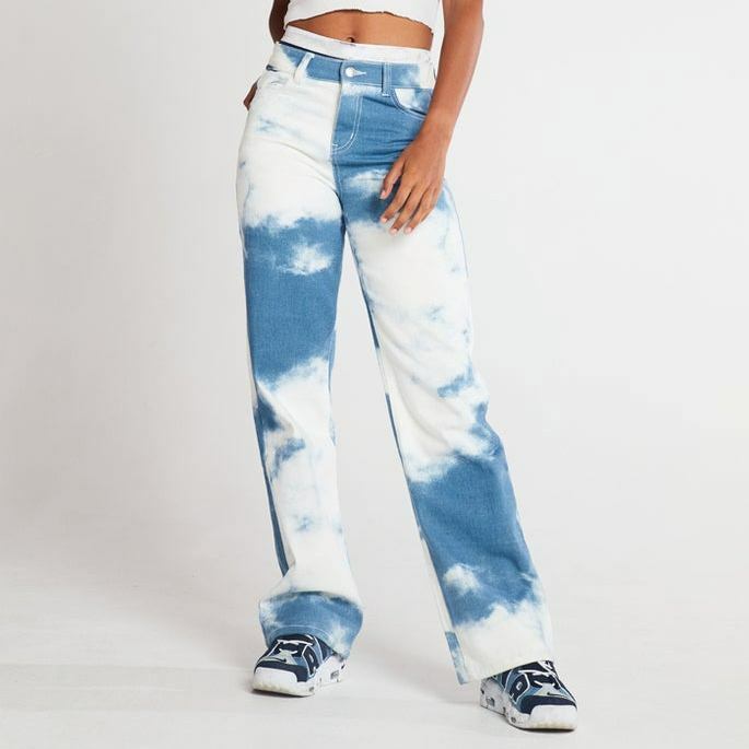 JADED LONDON Jeans 'Cloud Print Boyfriend Fit Jeans' - blau