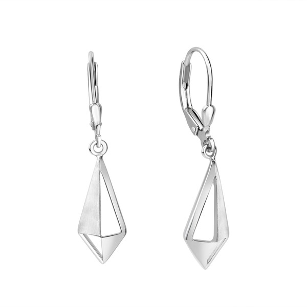 Ohrschmuck OhrhäNger Aus 925/- Sterling Silber Rhodiniert Glanz/Matt V OhrhäNger-image