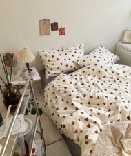 Vintage flat Duvet Cover Bedsheet Quilt Luxury White Bedding Set Queen 2 Pillow