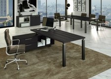 Scrivania Ufficio Direzionale Manageriale 210x90 nero con mobile 2 cassetti