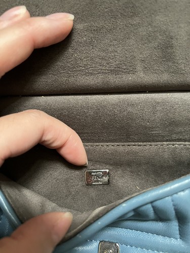 Fendi blue micro double baguette bag with palladium hardware and box - Picture 18 of 24