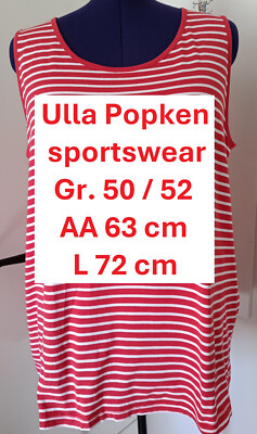(T74) Ulla Popken sportswear Top Gr. 50 / 52 rot - weiß   - neuwertig