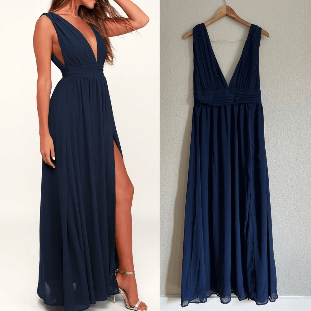 Lulus Heavenly Hues Navy Blue Maxi Dress