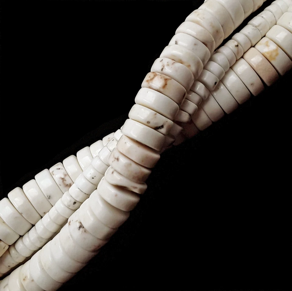 Cuentas de discos Heishi turquesa blanca 2x3 mm 2x4 mm 3x6 mm 3x8 mm 3x10 mm 15,5" filamento Foto 2 de 3