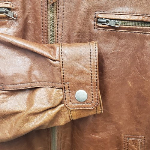 Vintage Roundtree and Yorke Leather Jacket Men's Sz XL Brown Bomber Lambskin - Picture 6 of 21
