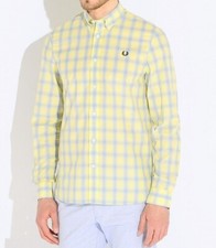 Fred Perry Tartan Gingham Mix Men's Long Sleeve Shirt M8274-540 - ICE LEMON
