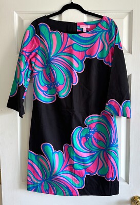 NWT NEW LILLY PULITZER SHAUNA TUNIC DRESS ENGINEERED BLACK NOVELTY