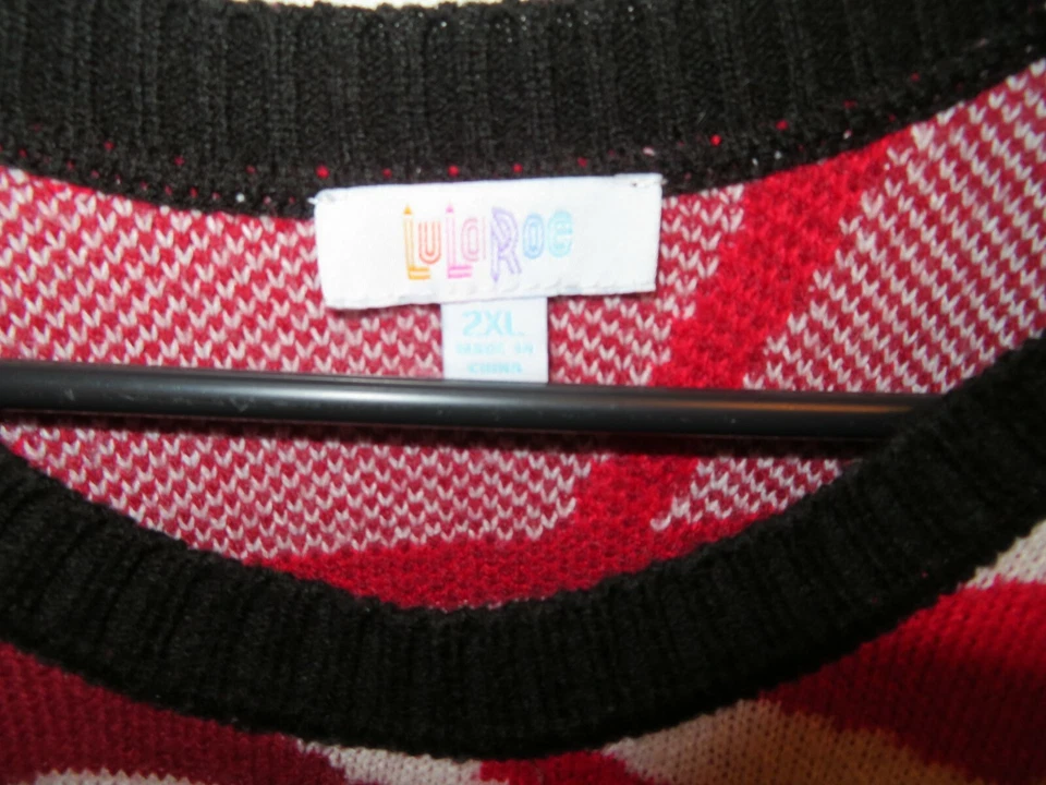 Lularoe XL Feo Navidad Suéter Papá Noel Rojo Blanco St Nick Jolly Unisex  Foto 4 de 4