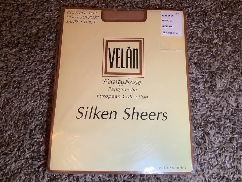 Velan silken sheer light support control top pantyhose, color beige, size: AB