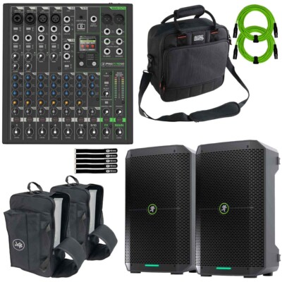 Mackie Thump GO 8'' PortableLoudspeakers 2-Pack with ProFX10 GO Mixer