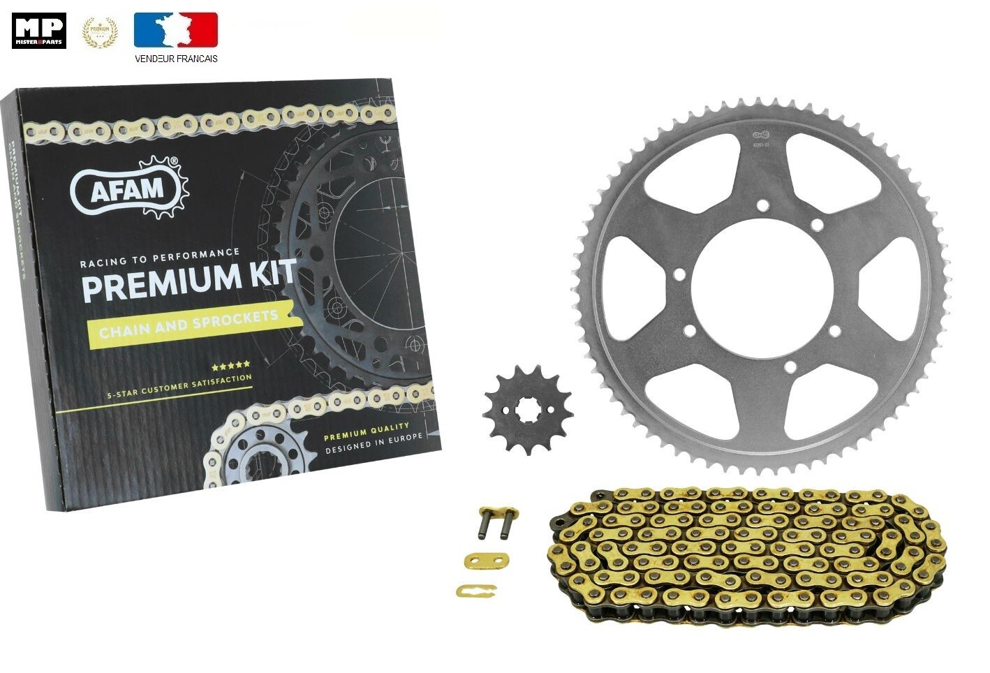 Kit chaine renforcé 428 AFAM Aprilia RX 125 pignon 11 couronne 69 pour remplacer une transmission usée