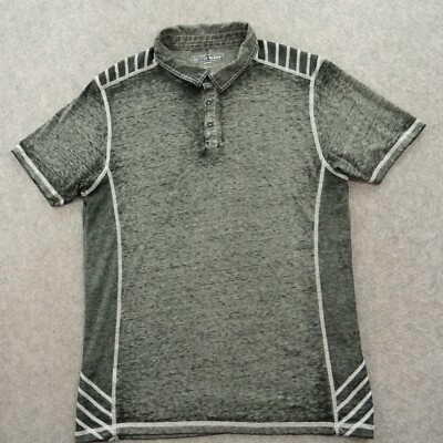 BKE Buckle Black Polo Shirt Mens Large Gray Short Sleeve Heather Stretch