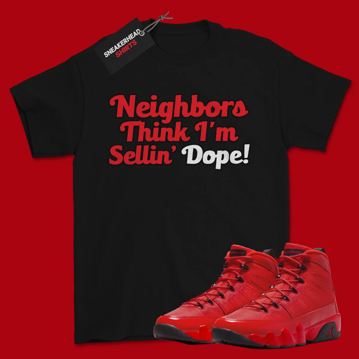 jordan 9 chile red shirts